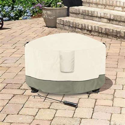 Fire Pit Cover,Outdoor Heavy Duty 600D 100% Waterproof Fire Pit Cover Round,Weatherproof Firepit Covers Round 50" Dia x 24" H,Beige