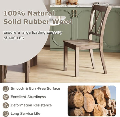 Giantex Set of 4 Dining Chairs, Rubber Wood Dining Room Side Chair w/Ergonomic Seat, Armless Chair for Home Kitchen, Dining Room, Brown