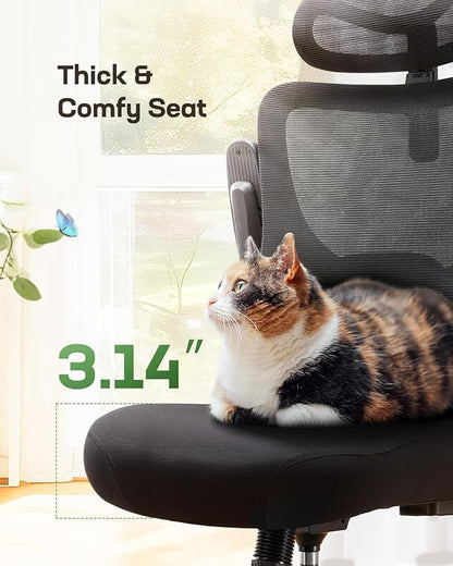 Marsail Ergonomic Office Chair with 3D Armrests, Pack of 2 | Office Desk Chair with High Back Mesh, Adjustable Lumbar Support, Rolling Work Swivel Task Chairs with Wheel, Headrest, home