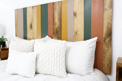 Barn Walls Earth Tone Mix Signature Design, Multicolored Solid Wood Headboard, Floating Panels, Wall Mount, Adjustable Height, Easy Assembly Twin Size
