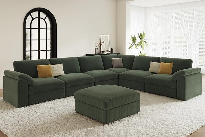 EASE MOOSE Oversized Modular Sofa,Luxury Modern Comfort Large L Shape Sectional Couch Wide Deep Seat Sectional Cloud Couch,Removable Cover