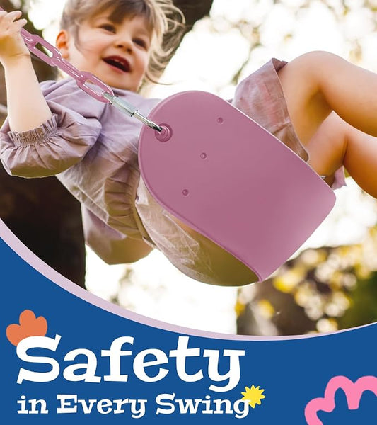 2 Pack Heavy Duty Swing Seats with 66" Rust-Resistant Chains, Swing Set Accessories Replacement with Quick Links, Kids Swings Supports 330 lbs for Outdoor Playground Trees, Pink