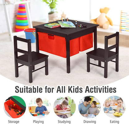 Costzon Kids Table, Children Wooden Activity Table w/Storage Drawers, 2 in 1 Building Block Tabletop for Arts, Crafts, Reading, Preschool, Nursery, Kindergarten, Toddler Table (Espresso)