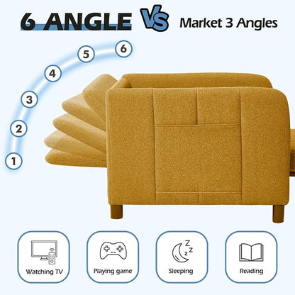 ZZW Sleeper Chair 84" Extra Long Convertible Chair Bed Upgraded 3-in-1 to 4-in-1 Pull Out Chair & Single Sofa Bed for Adult Sleeping Chairs for Living Room & Small Space