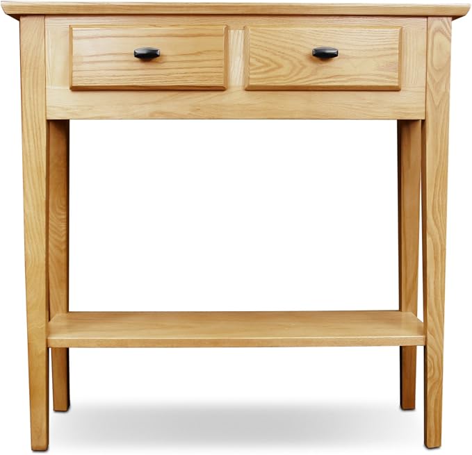 Leick Home Mission Console Table, Solid Wood, 2 Drawers, Bottom Display Shelf, Easy Assembly, For Hallway/Entryway/Behind Sofa, Desert Sand, 11.0 in. L x 30.0 in. W x 30.0 in. H, 10075-DS