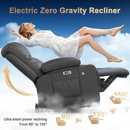 Power Loveseat Recliner Sofa, Electric Reclining Loveseat Couch with Console, Home Theater Seating with Bluetooth Speaker & LED Light, Zero Wall Hugger RV Sofa Furniture with Built-in Outlet & Storage