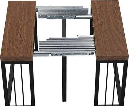 Lasageldar 118" Extendable Dining Table for 10 People, Modern Space Saving Wood Dinner Table for Kitchen Dining Living Room Outdoor Patio (Walnut Brown)