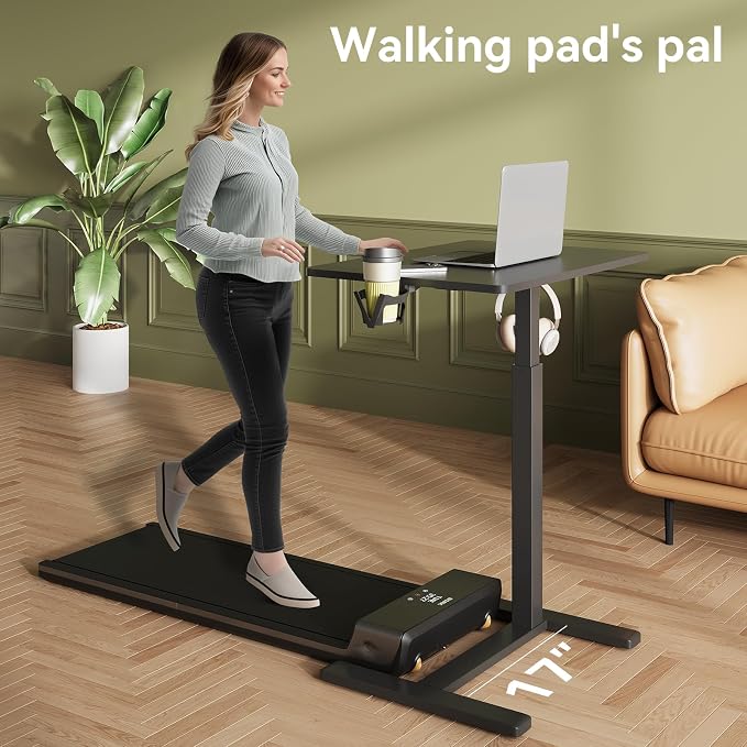 18.9 * 25.6 inches Mobile Standing Desk,C Shaped Pneumatic Adjustable Height Stand Up Desk,Ergonomic Standing Side Table for Home Office Work Computer Desk Workstation,Black