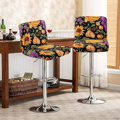 Levoberg Bar Stools Cover Set of 2 Printed Armless Swivel Barstools Slipcovers with Backs Stretch Square Counter Height Bar Stools Covers Mid Low Back Chair Cover for Kitchen Dining Room Bar #17