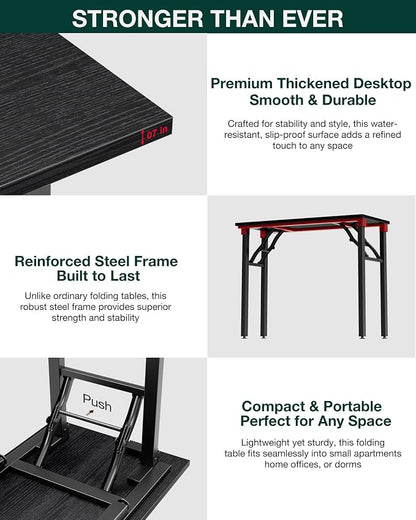 Frylr Small Folding Computer Desk – Portable 35.8 Inch Foldable Laptop Table, Collapsible and Compact for Easy Storage and Fast Setup, Lightweight for Small Spaces, Craft and Study Use, Dark Oak