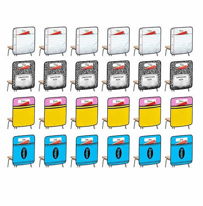 24Pcs 17 * 19 Inch Chair Pockets, Seat Sacks Student Chair Bag Organizer for Classroom, School Storage Seat Back Hanging Bag with a Name Tag Multi Pocket for Kindergarten Primary Schools Pre-School