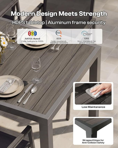 Outdoor Dining Set for 10, Aluminum Patio Table and Chairs Set, 12-Piece All Weather Patio Dining Furniture Set with Umbrella Hole for Backyard, Deck, Poolside (Charcoal)
