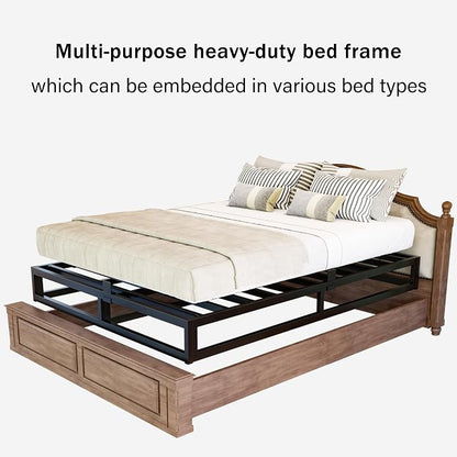 Bilily 6 Inch California King Bed Frame with Steel Slat Support,Low Profile Cal King Metal Platform Bed Frame Support Mattress Foundation,Heavy Duty,No Box Spring Needed,Easy Assembly,Noise Free