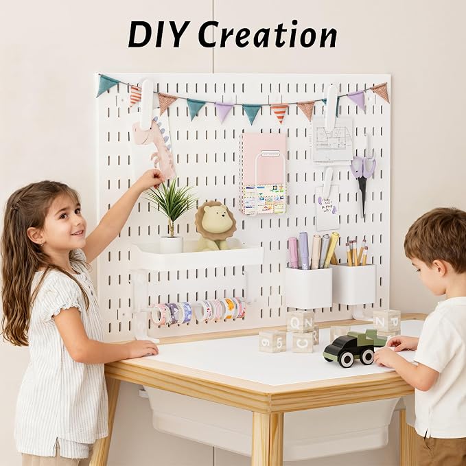 Easyego Sensory Table for Toddlers Kids Play Wooden Sand Water Table with Can DIY Creation Pegboard & Foldable Storage Bins for Indoor and Outdoor Use,Birthday Gifts for Boys and Girls - Natural Color