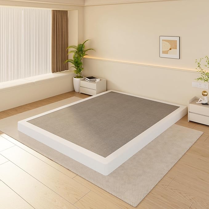 DORITRON 4 Inch Low Profile Box Spring Queen, 3000lbs Heavy Duty Queen Size Box Spring Bed Base Metal Mattress Foundation, Easy Assembly, Noise Free