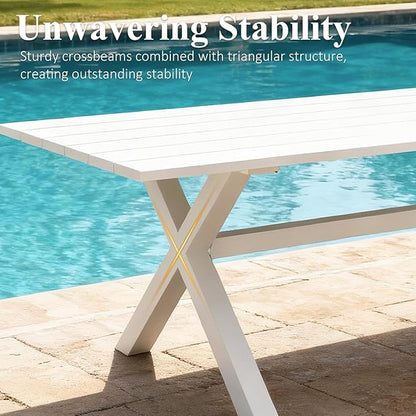 LayinSun 9 Pieces Outdoor Patio Dining Set, Aluminium Rectangular Dining Table and Wicker Rattan Chairs Set for Outside Backyard, Poolside