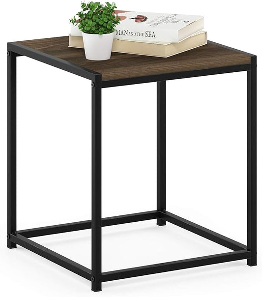 FURINNO Camnus Modern Living End Table, Columbia Walnut, 15.75 in x 15.75 in x 17.83 in