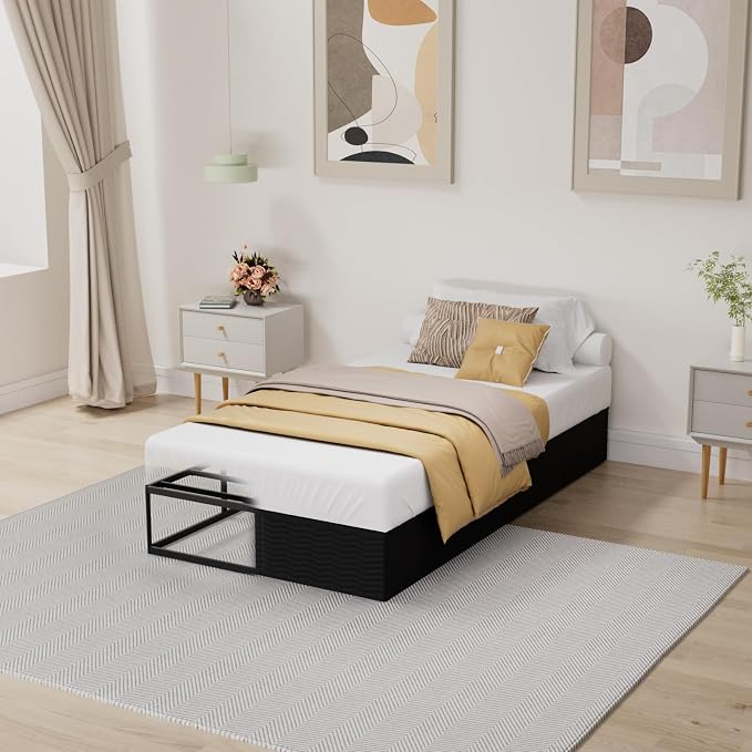 Tyndall 10 Inch Twin Box Spring, Heavy Duty Metal Box Spring for Twin Size Bed Mattress Foundation with Fabric Cover, Noise-Free, Non Slip, Easy Assembly