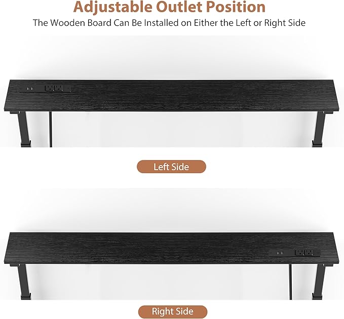 GRLEAF 35" Adjustable Height Narrow Console Table with Power Outlets, Long Sofa Table with Charging Station Behind Couch Table Skinny Entryway Table for Living Room, Hallway and Office – Black