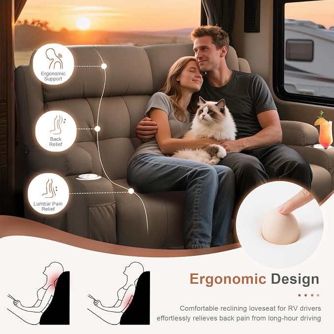 Loveseat Recliner Sofa, Home Theater Seating with Massage, Reclining Loveseats with Console, Wall Hugger RV Couch Movie Theater Chairs, RV Furniture Sofas with USB, Cup Holders, Drawer for Gaming Room