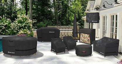 Porch Shield Fire Pit Cover - Waterproof 600D Heavy Duty Fade Resistant Round Patio Fire Bowl Cover Black - 32 inch