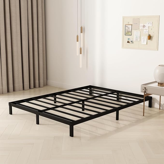 YUSENHEEI 8 Inch Queen Bed Frame, Heavy Duty Metal Platform Bed Frame No Box Spring Needed, Noise Free, Easy Assembly, Black