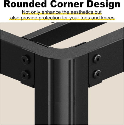 Yicensen 9 Inch Queen Bed Frame Rounded Corner Legs No Box Spring Needed, Heavy Duty Metal Queen Size Platform Bed Frame, Easy Assembly, Noise Free, Black
