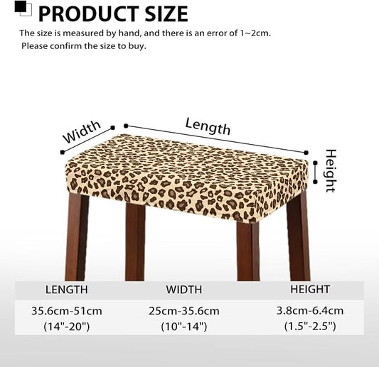 Bar Stool Rectangle Seat Covers Brown Leopard Print Bar Stool Chair Cover Set of 2 Stretch Stool Covers Rectangular Washable Soft Stool Slipcover Bar Chair Cover with Elastic Band