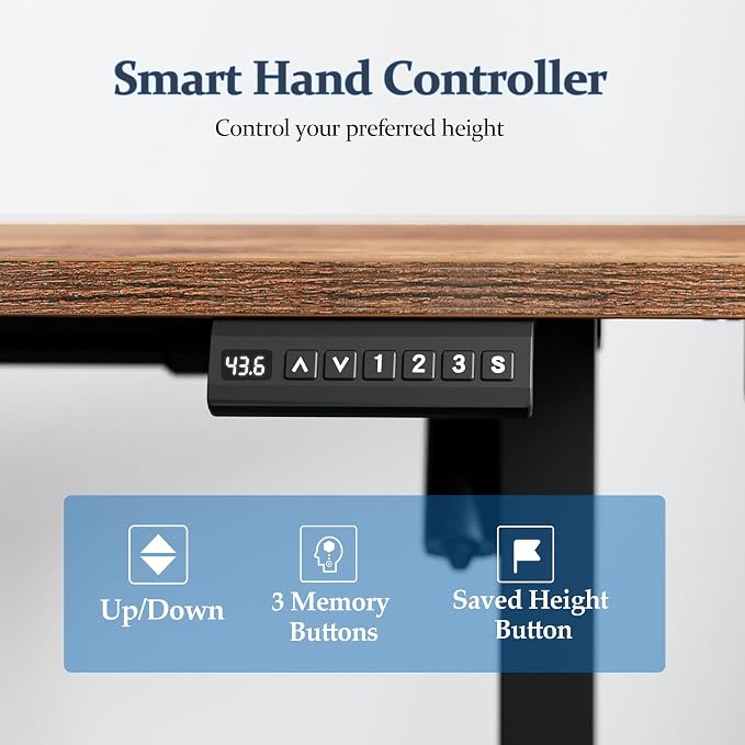 Klicelor L Shaped Standing Desk 63 x 55 Inch, Electric Height Adjustable Corner Desk for Home Office Workstation, Ergonomic Sit Stand Computer Table with Memory Controller, Rustic Brown