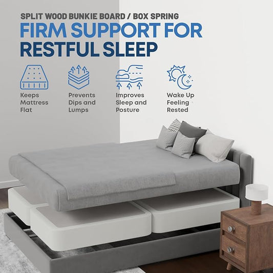 Greaton, Box Spring Bed Base California King Size, 8-Inch Wood Mattress Foundation – Amish Made in USA – Quiet Noise Free, 4-Pieces Under Mattress-Support BoxSpring, Fully Assembled, White