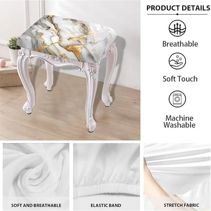Marble Print Bar Stool Covers Rectangle Set of 2 Stretch Barstool Seat Covers Bar Stool Chair Covers Rectangle Removable Bar Stool Seat Covers Bench Covers Slipcover Vanity Chair Cover