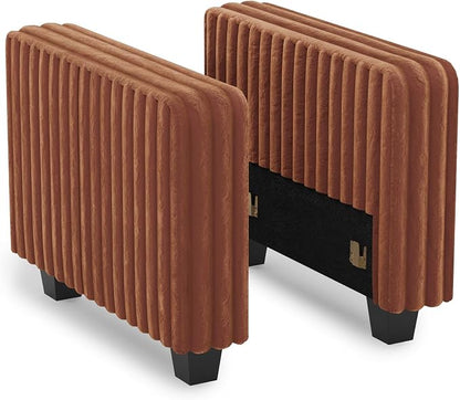Belffin Plush Corduroy Modular Sectional Sofa Armrest Part Module for Sectional Sleeper Sofa with Pull Out Bed (Set of 2) Brick Red Couch