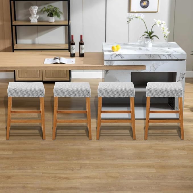 YISUN Stool Covers Rectangle - 4 Pack Stretch Waterproof Saddle Seat Cover Counter Bar Stools Bar Chairs Covers Kitchen Island Chairs Cushion Protector