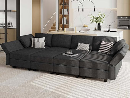 Belffin Modular Sectional Sleeper Sofa Bed Convertible Sectional Couches for Living Room. Black Couch