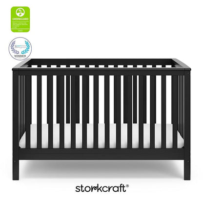 Storkcraft Hillcrest 4-in-1 Convertible Crib (Black) - Converts to Daybed, Toddler Bed, and Full-Size Bed, Fits Standard Full-Size Crib Mattress, Adjustable Mattress Support Base