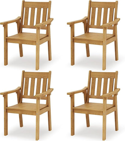 YEFU Patio Dining Chairs Set of 4: All Weather Outdoor Dining Chairs with Wide Curved Seat and Backrest - Outdoor Furniture Plastic for Outside Backyard/Garden/Porch/Deck 350lbs Capacity Teak