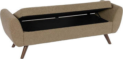 HomePop 60" Modern Storage Bench with Wood Legs - Brown