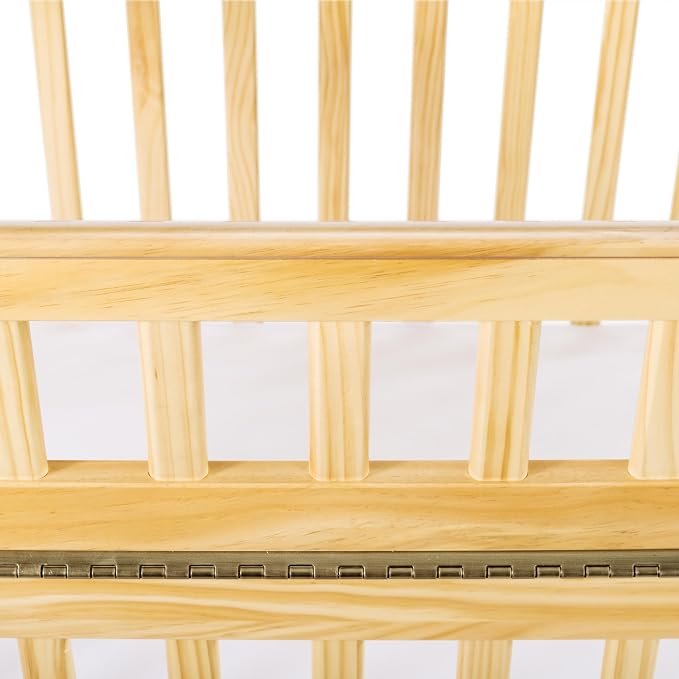 Child Craft Avery SafeAccess Wooden Compact Portable Crib, Features 2 Easy Roll Locking Wheels, Durable Wood Construction, Fits Through Doorways (Natural)
