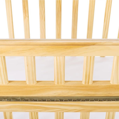 Child Craft Avery SafeAccess Wooden Compact Portable Crib, Features 2 Easy Roll Locking Wheels, Durable Wood Construction, Fits Through Doorways (Natural)