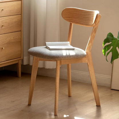 100% Solid Wood Dining Chairs,Mid Century Modern Dining Chairs with Rounded Backrest,Kitchen,Dining Room Chairs Set of 1/2/4 (1, Original Color Grey Upholstery)