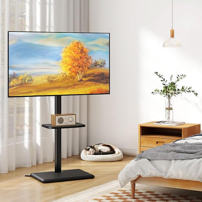 TVON Floor TV Stand with Mount for Most 32-65 Inch Flat/Curved TVs up to 88 lbs, Height Adjustable TV Mount Stand with Wood Base, Swivel TV Stand for Bedroom, Corner & Living Room, Max VESA 400x400mm