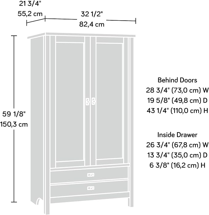 Sauder Cottage Road Armoire, Soft White finish