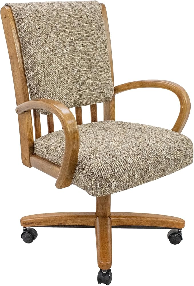 Chromcraft Swivel Tilt Chairs, Classic Wooden Frame Metal Pedestal Base Chairs with Wheels for Kitchen