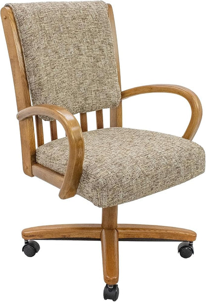 Chromcraft Swivel Tilt Chairs, Classic Wooden Frame Metal Pedestal Base Chairs with Wheels for Kitchen