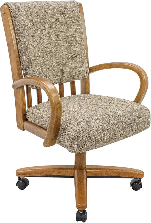 Chromcraft Swivel Tilt Chairs, Classic Wooden Frame Metal Pedestal Base Chairs with Wheels for Kitchen