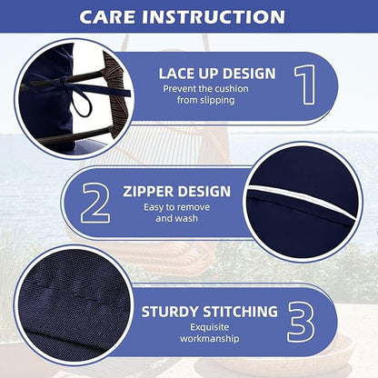 Outdoor Egg Chair Cushion Replacement Waterproof Hanging Basket Swing Chair Cushion with Headrest Large Seat Pad for Patio Garden Porch Red