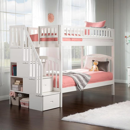 AFI, Westbrook Staircase Bunk Bed Twin Over Twin, White