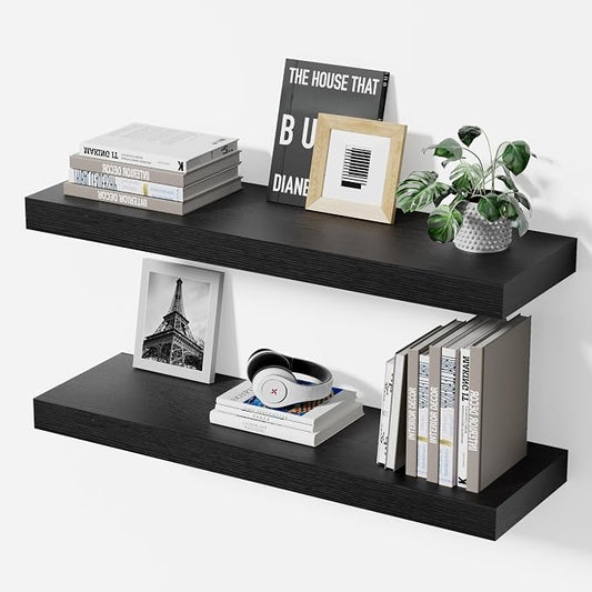Floating Shelves for Wall, 23.6'' Black Wall Shelves for Bathroom,Bedroom,Living Room,Kitchen & Study Room,33 lbs Capacity