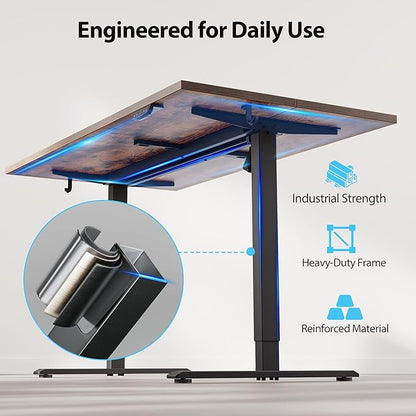 Agilestic Electric Standing Desk, 48 x 28 Inches Height Adjustable Desk, Sit Stand up for Work Office Home, Ergonomic Rising Computer Table with Memory Preset, Rustic Brown