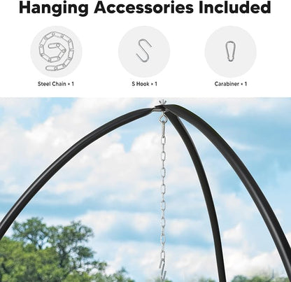 SUNCREAT Tripod Hanging Chair Stand – 400lbs Capacity, Heavy Duty Steel, Rust Resistant, Stable Hammock Frame for Air Porch, Indoor/Outdoor Use – Swing Not Included, Black